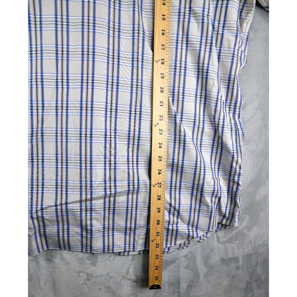 Banana Republic Shirt Men 2XL Slim Beige Blue Non-Iron Plaid Button Up - Picture 7 of 8